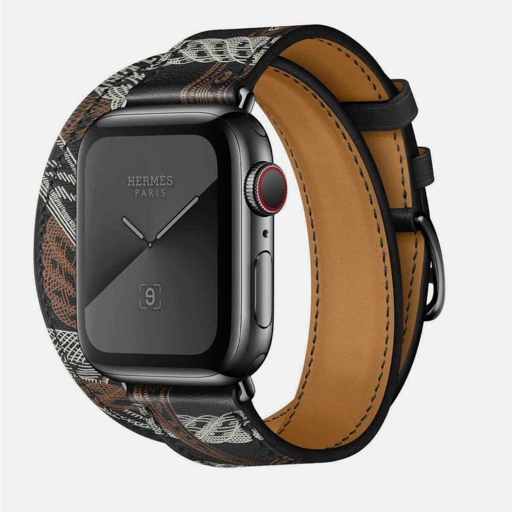 Hermes Double Tour Apple Watch Band | Black Noir Allover